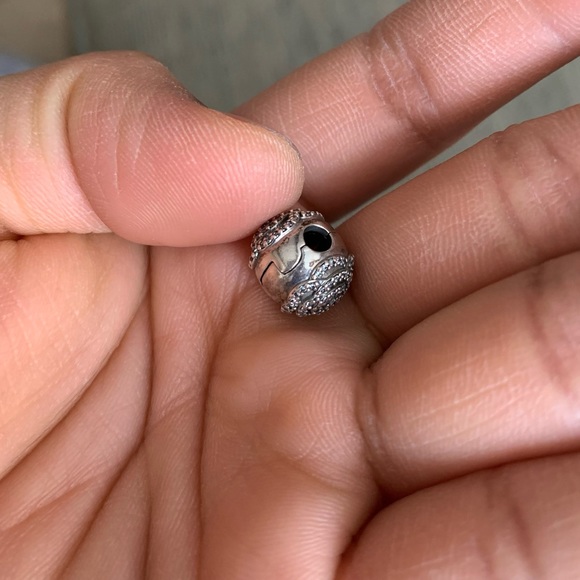 Retired Pandora Shimmering Rose Safety Clip Stopper Charm EUC - Picture 7 of 12